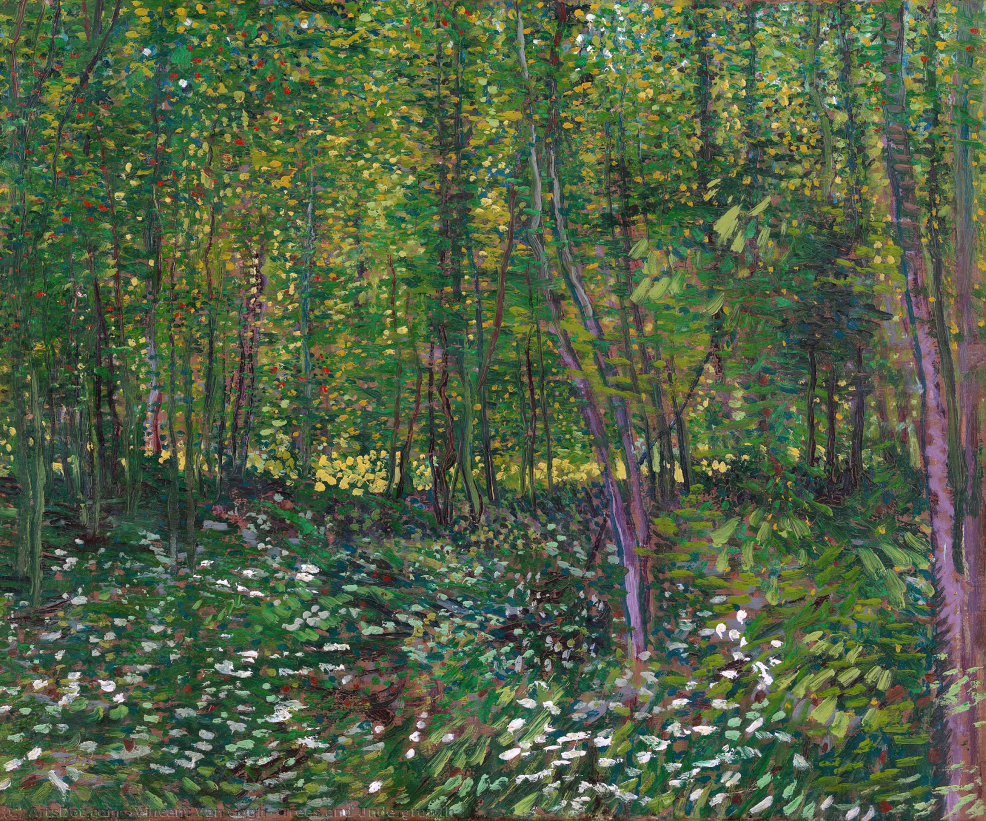 Wikoo.org - موسوعة الفنون الجميلة - اللوحة، العمل الفني Vincent Van Gogh - Trees and Undergrowth
