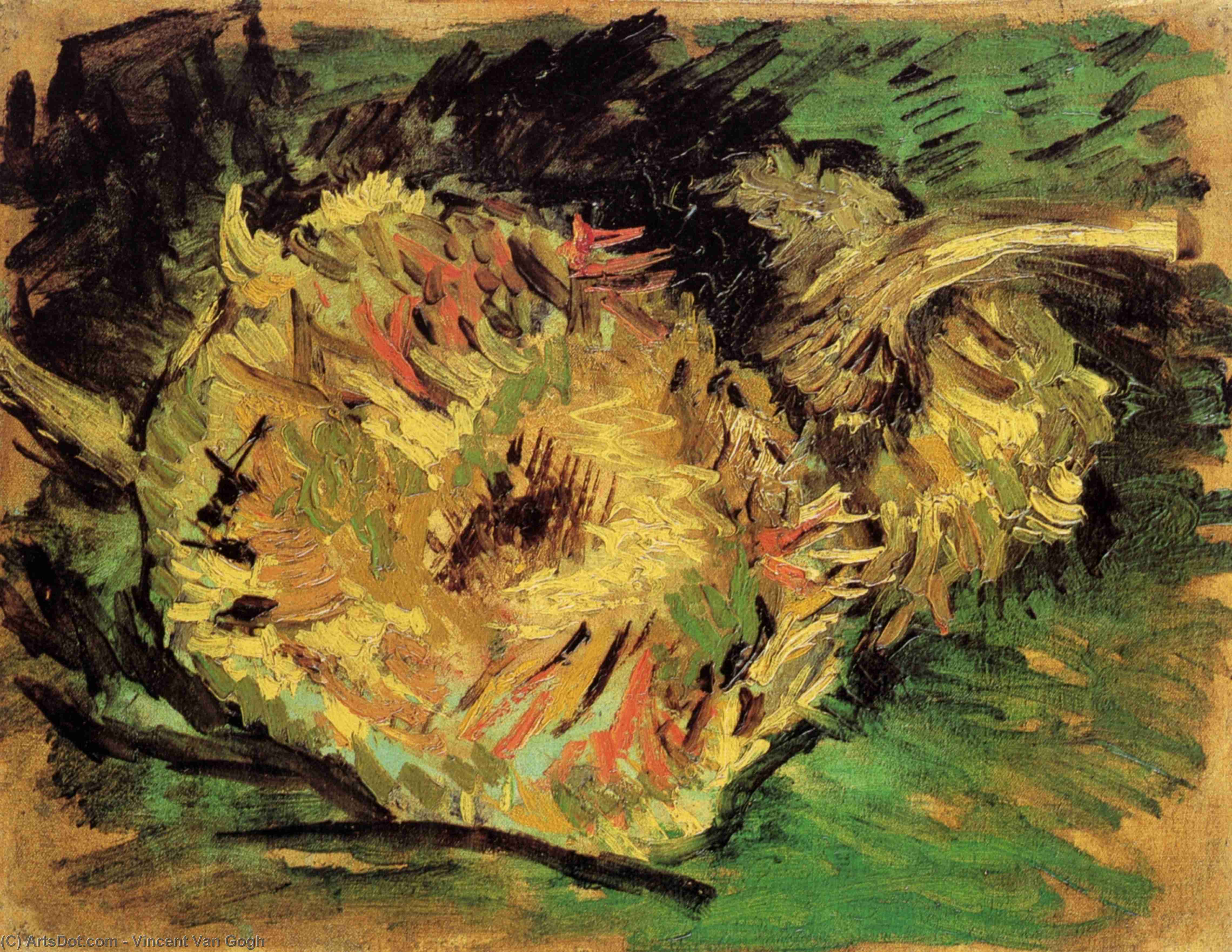 WikiOO.org - Encyclopedia of Fine Arts - Maľba, Artwork Vincent Van Gogh - Two Cut Sunflowers