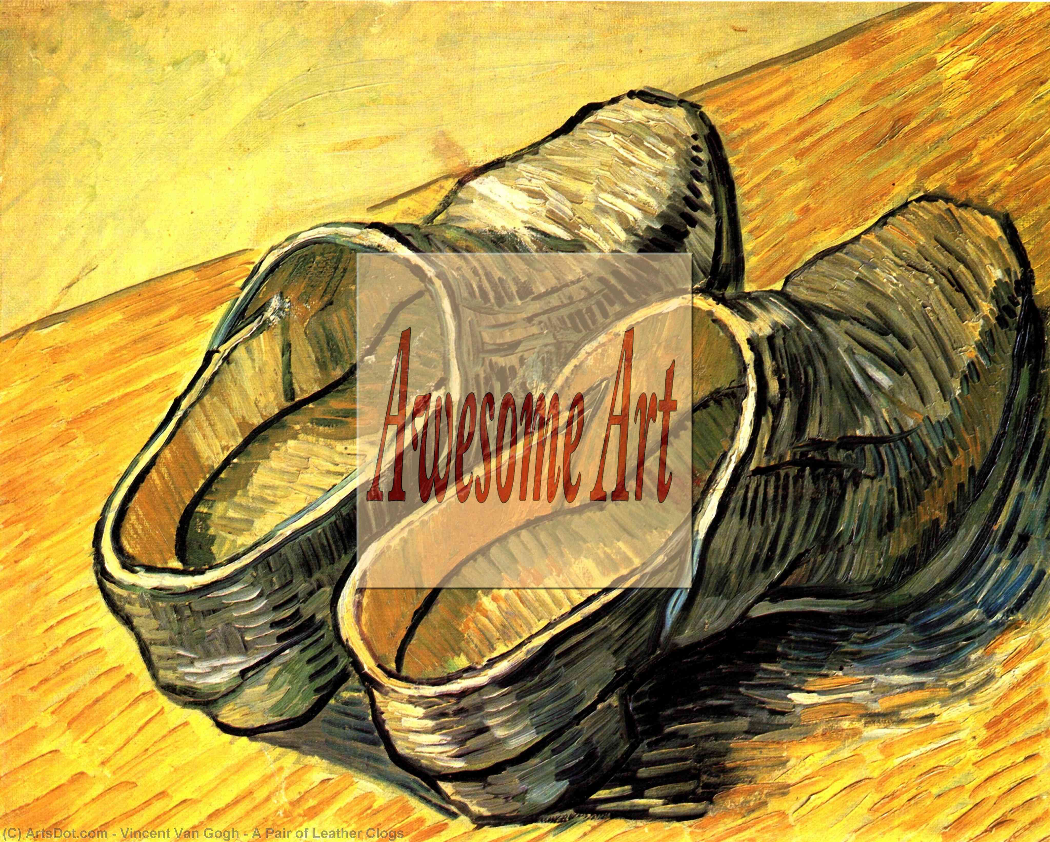 WikiOO.org – 美術百科全書 - 繪畫，作品 Vincent Van Gogh - 一个 对  的  皮革  木底鞋