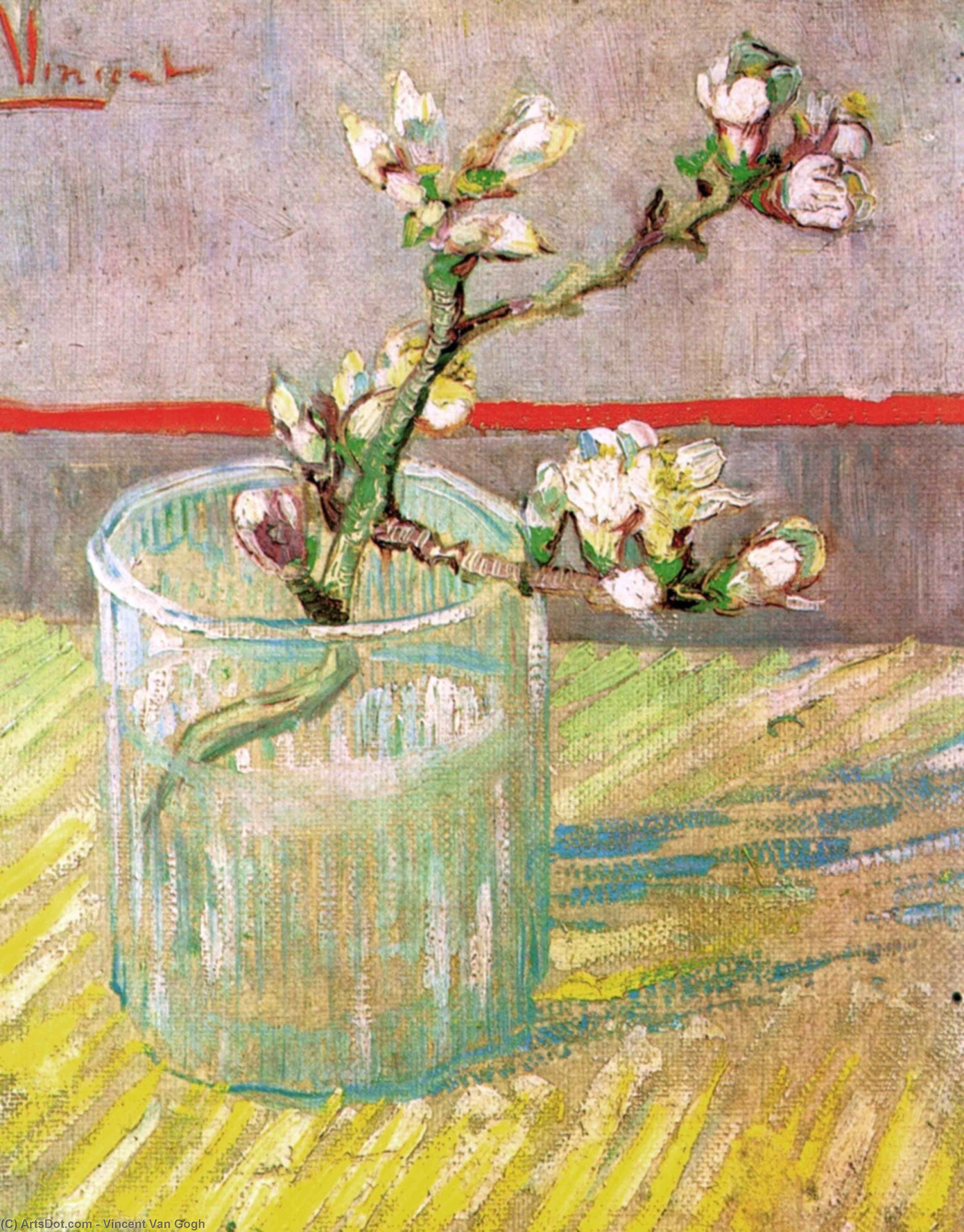 WikiOO.org - Encyclopedia of Fine Arts - Lukisan, Artwork Vincent Van Gogh - Blossoming Almond Branch in a Glass