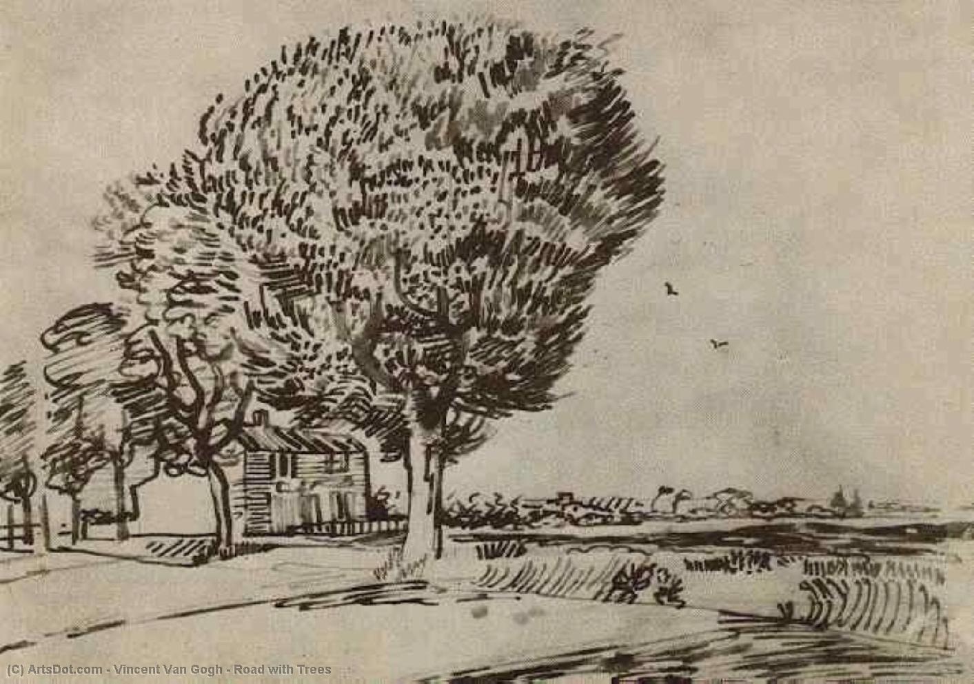 Wikioo.org – L'Encyclopédie des Beaux Arts - Peinture, Oeuvre de Vincent Van Gogh - Route avec arbres