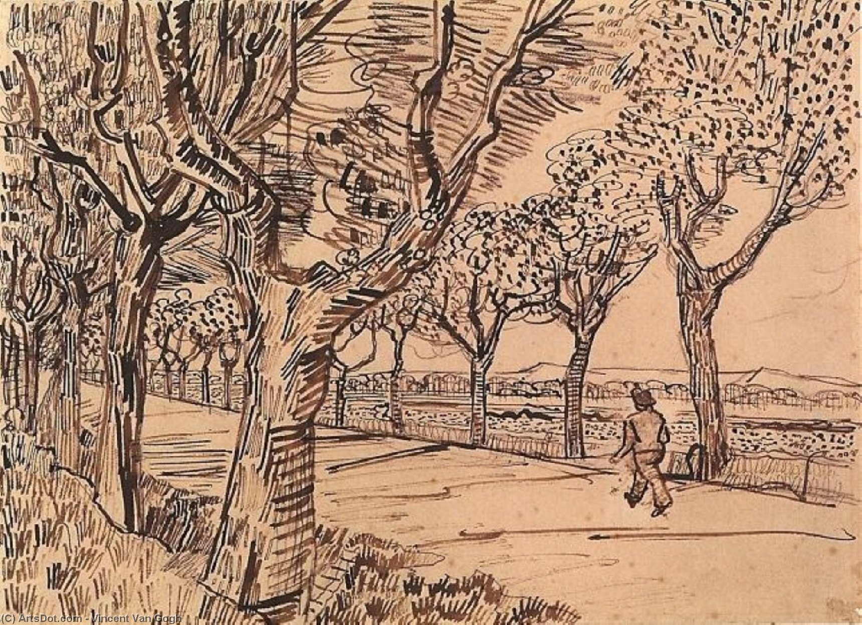 WikiOO.org - Encyclopedia of Fine Arts - Maalaus, taideteos Vincent Van Gogh - The Road to Tarascon