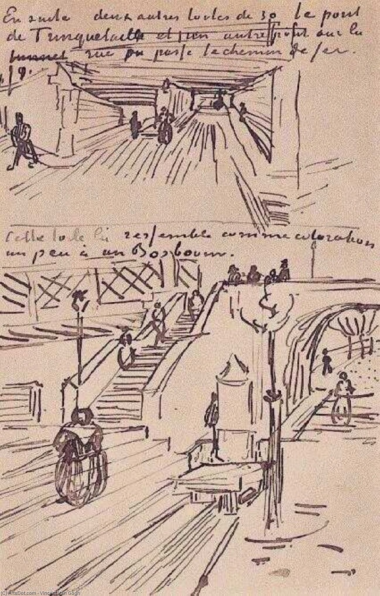 Wikoo.org - موسوعة الفنون الجميلة - اللوحة، العمل الفني Vincent Van Gogh - The Viaduct and the Trinquetaille Bridge