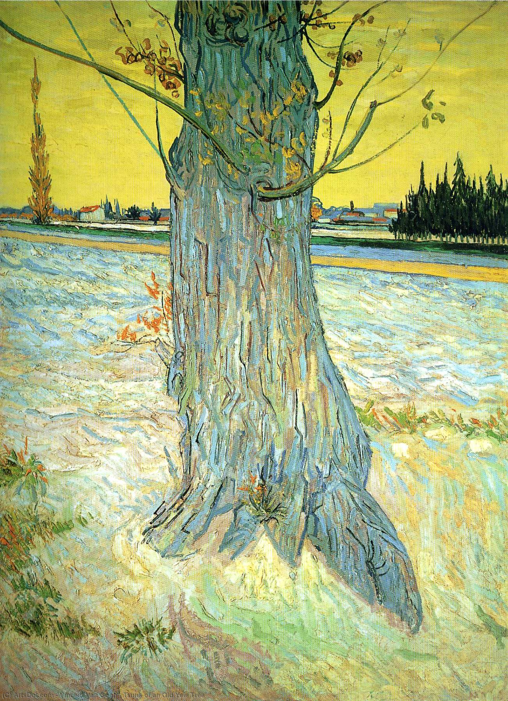 WikiOO.org - Encyclopedia of Fine Arts - Schilderen, Artwork Vincent Van Gogh - Trunk of an Old Yew Tree