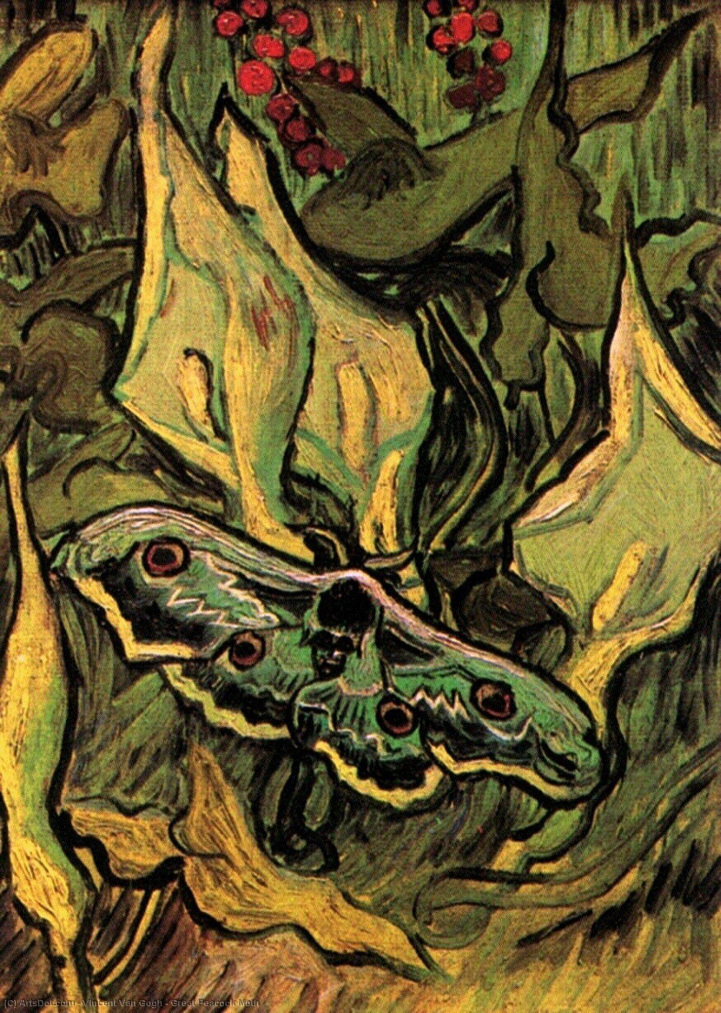 Wikoo.org - موسوعة الفنون الجميلة - اللوحة، العمل الفني Vincent Van Gogh - Great Peacock Moth