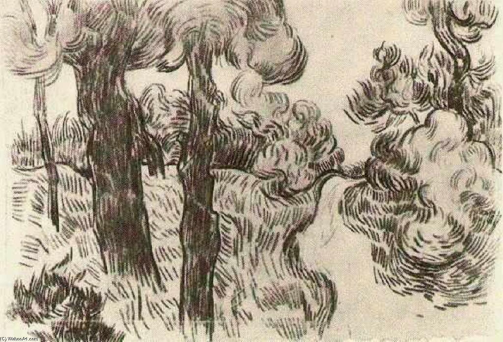 WikiOO.org - Güzel Sanatlar Ansiklopedisi - Resim, Resimler Vincent Van Gogh - Path between Pine Trees