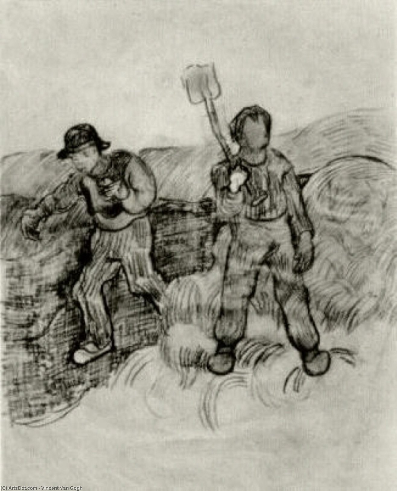 WikiOO.org - Encyclopedia of Fine Arts - Lukisan, Artwork Vincent Van Gogh - A Sower and a Man with a Spade
