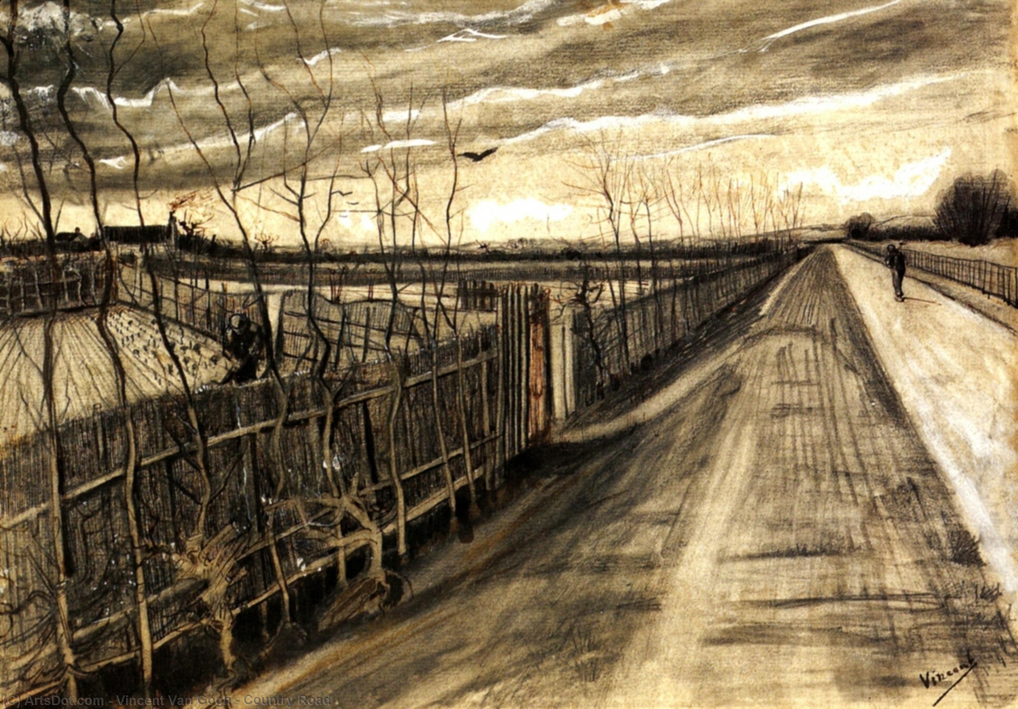 WikiOO.org - Encyclopedia of Fine Arts - Lukisan, Artwork Vincent Van Gogh - Country Road