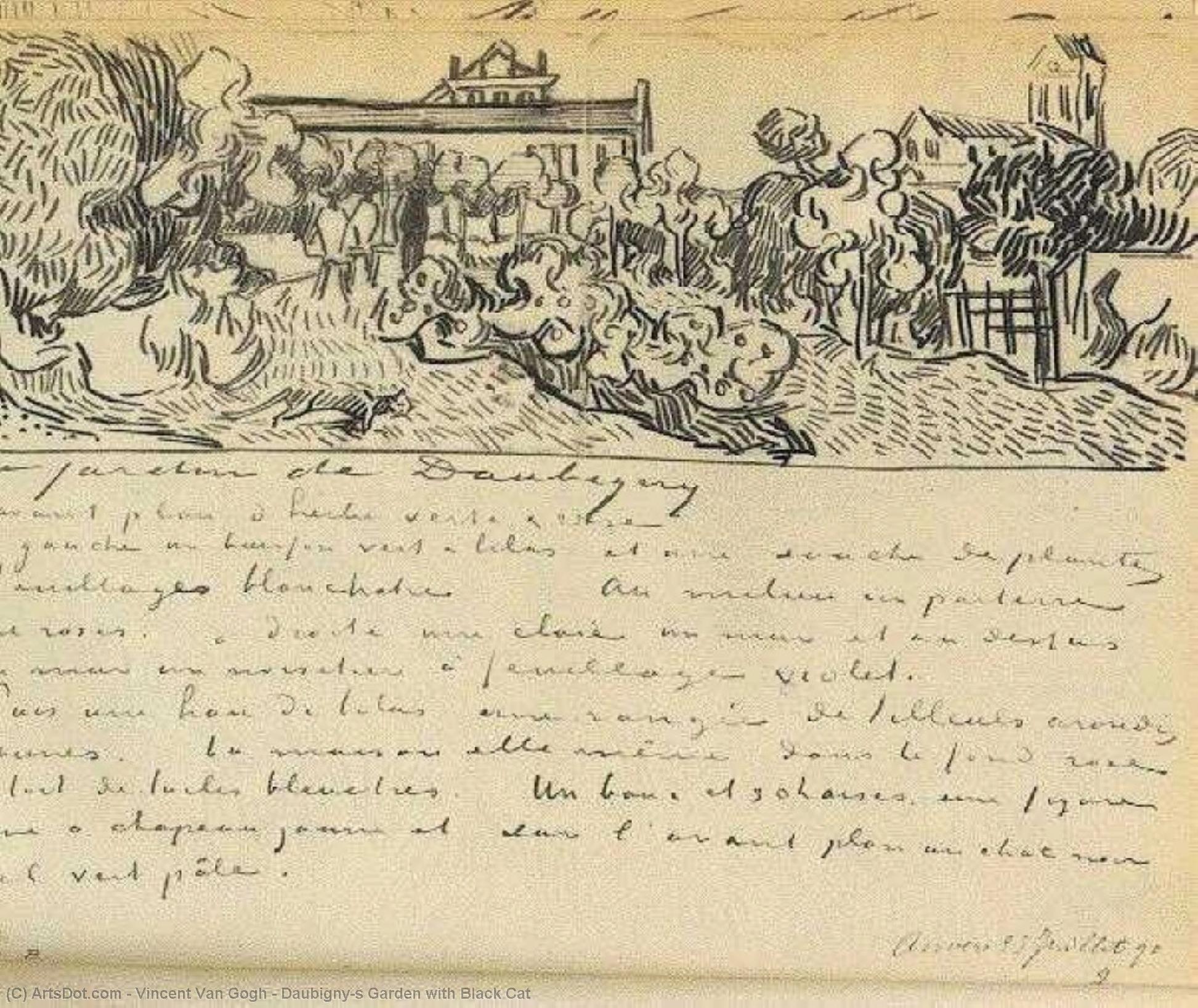Wikioo.org - Bách khoa toàn thư về mỹ thuật - Vẽ tranh, Tác phẩm nghệ thuật Vincent Van Gogh - Daubigny's Garden with Black Cat