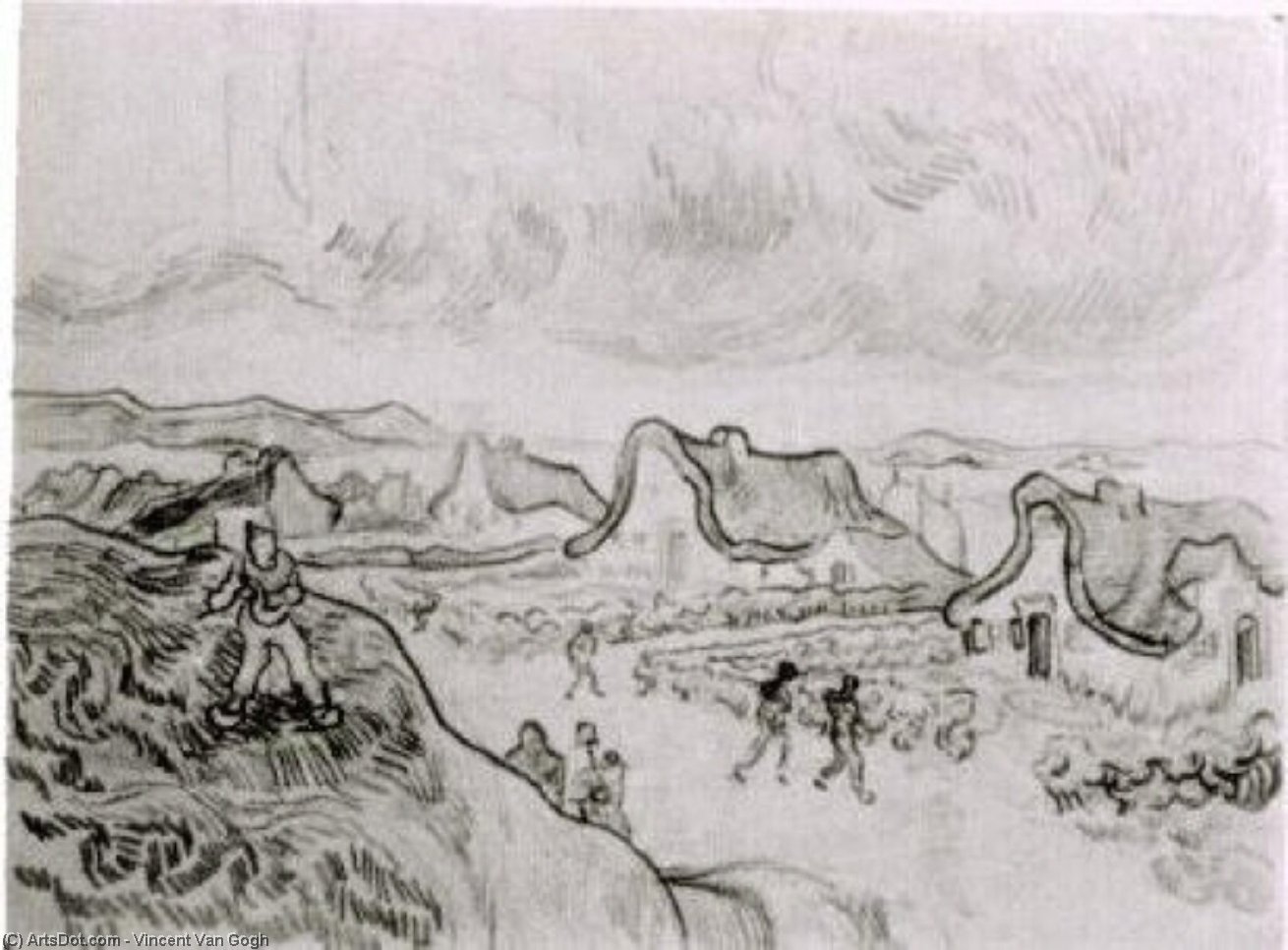 WikiOO.org - Enciklopedija likovnih umjetnosti - Slikarstvo, umjetnička djela Vincent Van Gogh - Diggers and Road with Cottages