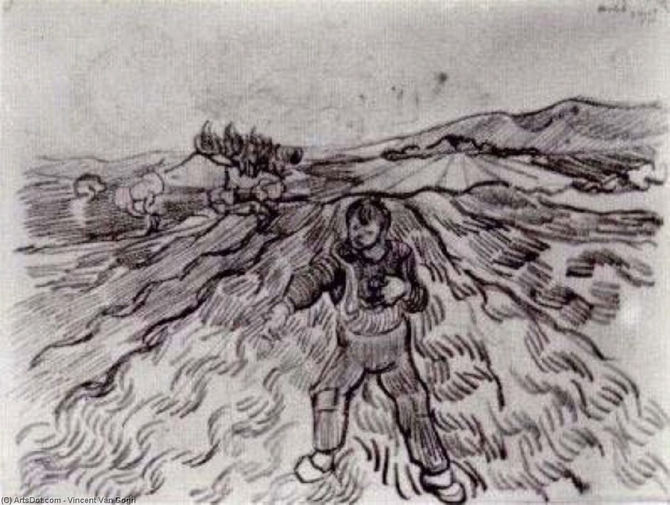 WikiOO.org - Encyclopedia of Fine Arts - Festés, Grafika Vincent Van Gogh - Field with a Sower