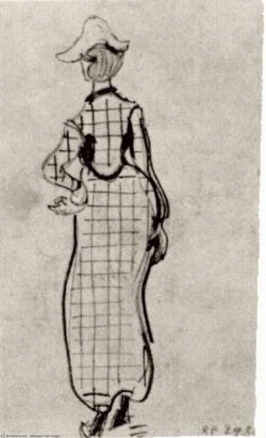 WikiOO.org - Enciklopedija likovnih umjetnosti - Slikarstvo, umjetnička djela Vincent Van Gogh - Lady with Checked Dress and Hat