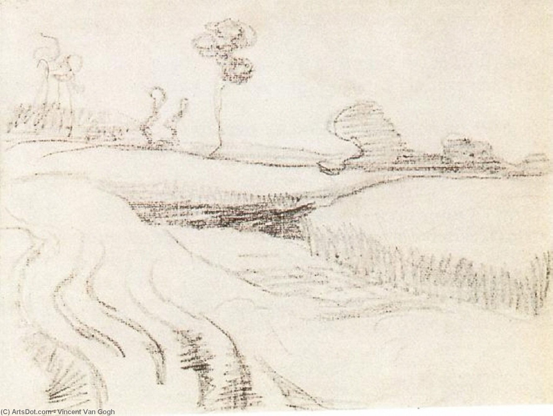 Wikioo.org - Bách khoa toàn thư về mỹ thuật - Vẽ tranh, Tác phẩm nghệ thuật Vincent Van Gogh - Little Stream Surrounded by Bushes