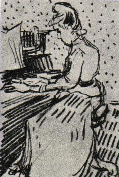 WikiOO.org - Enciclopedia of Fine Arts - Pictura, lucrări de artă Vincent Van Gogh - Mademoiselle Gachet at the Piano