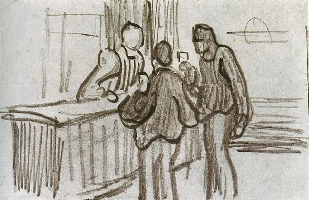 WikiOO.org - Encyclopedia of Fine Arts - Festés, Grafika Vincent Van Gogh - Men in Front of the Counter in a Cafe