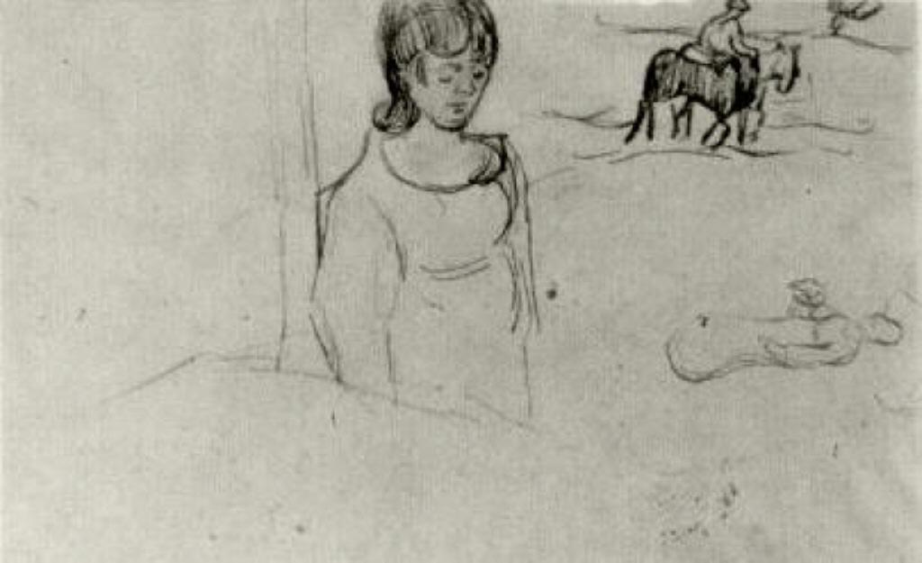 Wikioo.org - The Encyclopedia of Fine Arts - Painting, Artwork by Vincent Van Gogh - Sheet with a Few Sketches of Figures