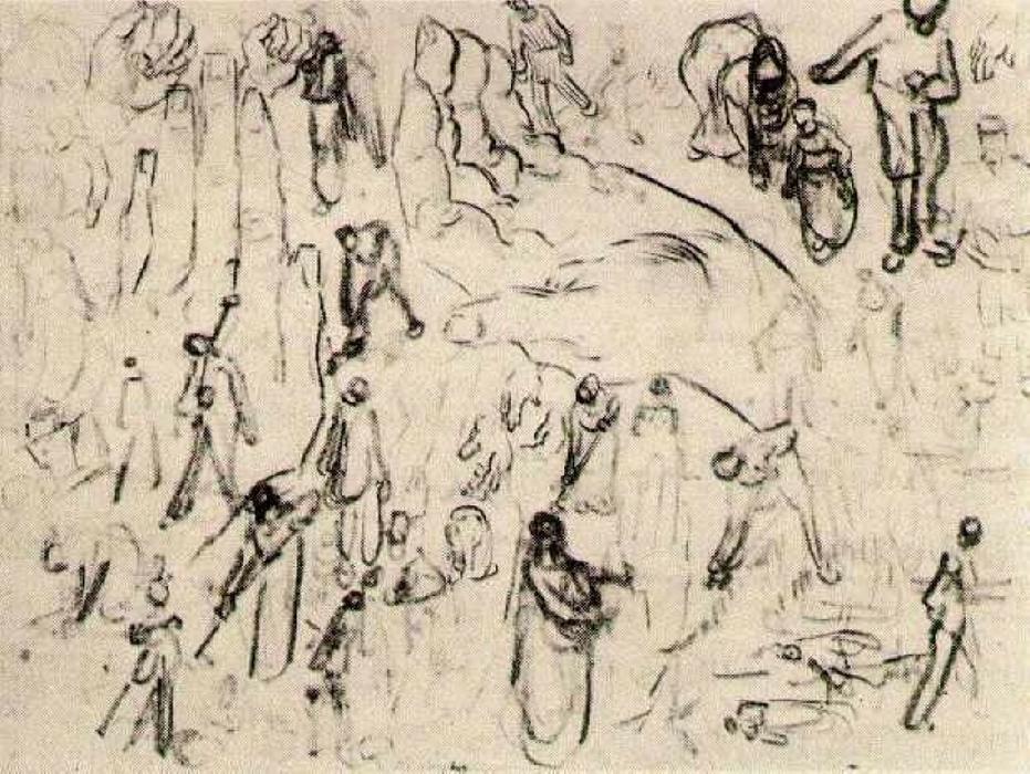 WikiOO.org - Encyclopedia of Fine Arts - Maalaus, taideteos Vincent Van Gogh - Sheet with Figures and Hands