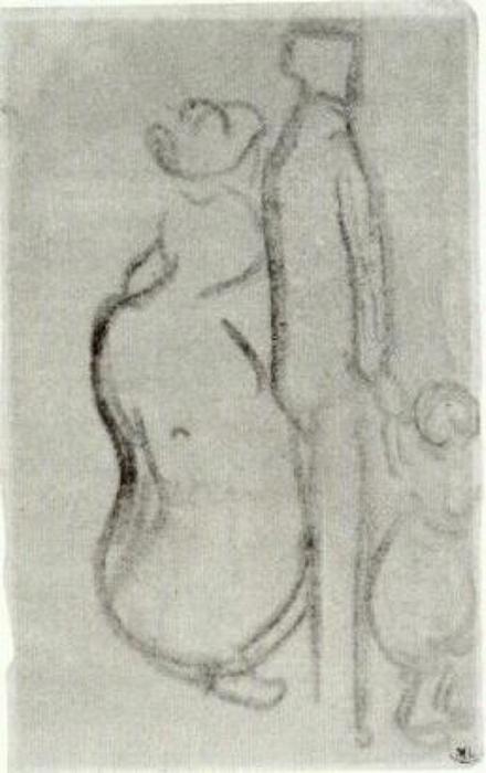 WikiOO.org - Енциклопедия за изящни изкуства - Живопис, Произведения на изкуството Vincent Van Gogh - Sketch of a Couple Walking with a Child