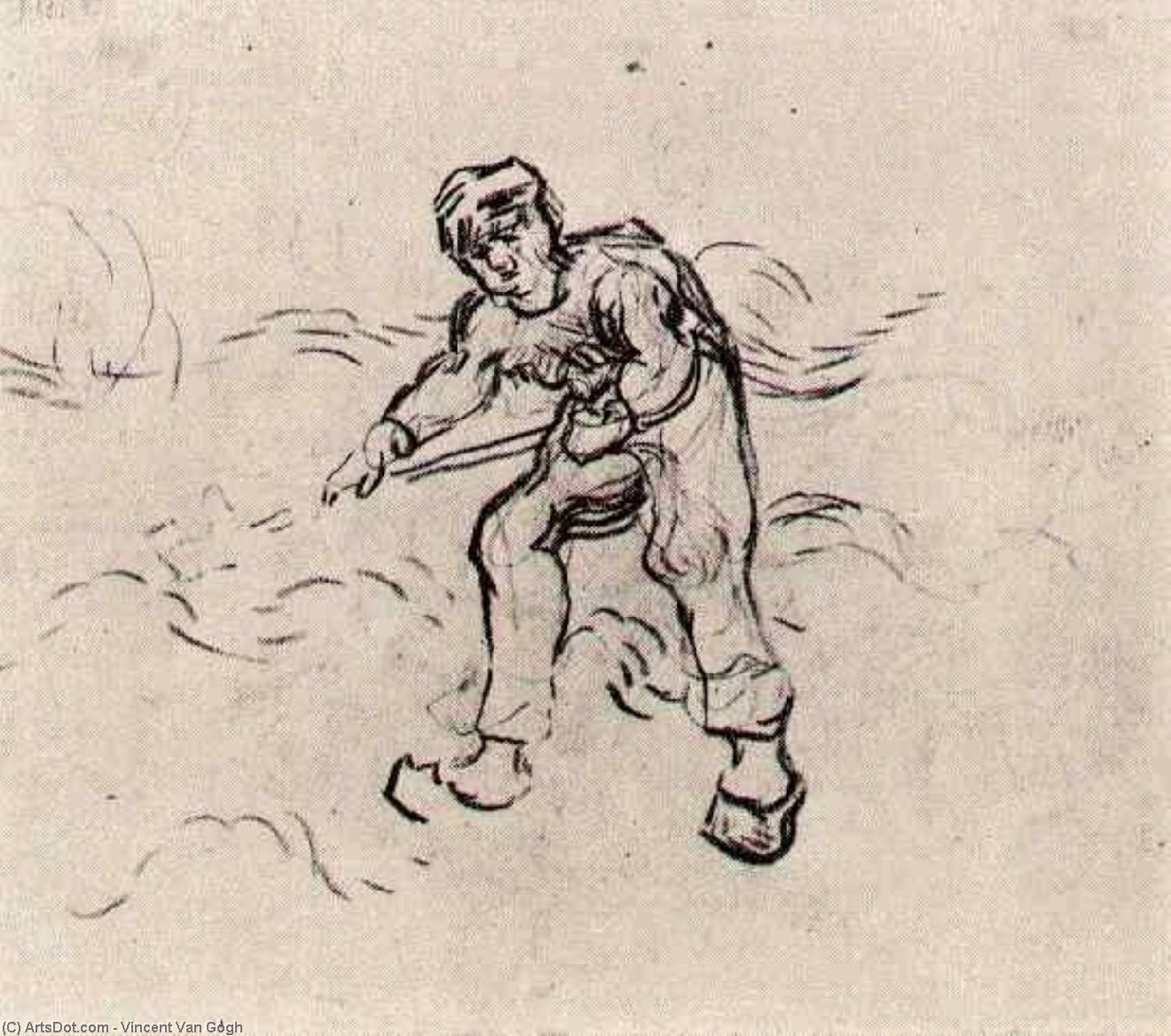WikiOO.org - Enciklopedija likovnih umjetnosti - Slikarstvo, umjetnička djela Vincent Van Gogh - Sketch of a Peasant Working
