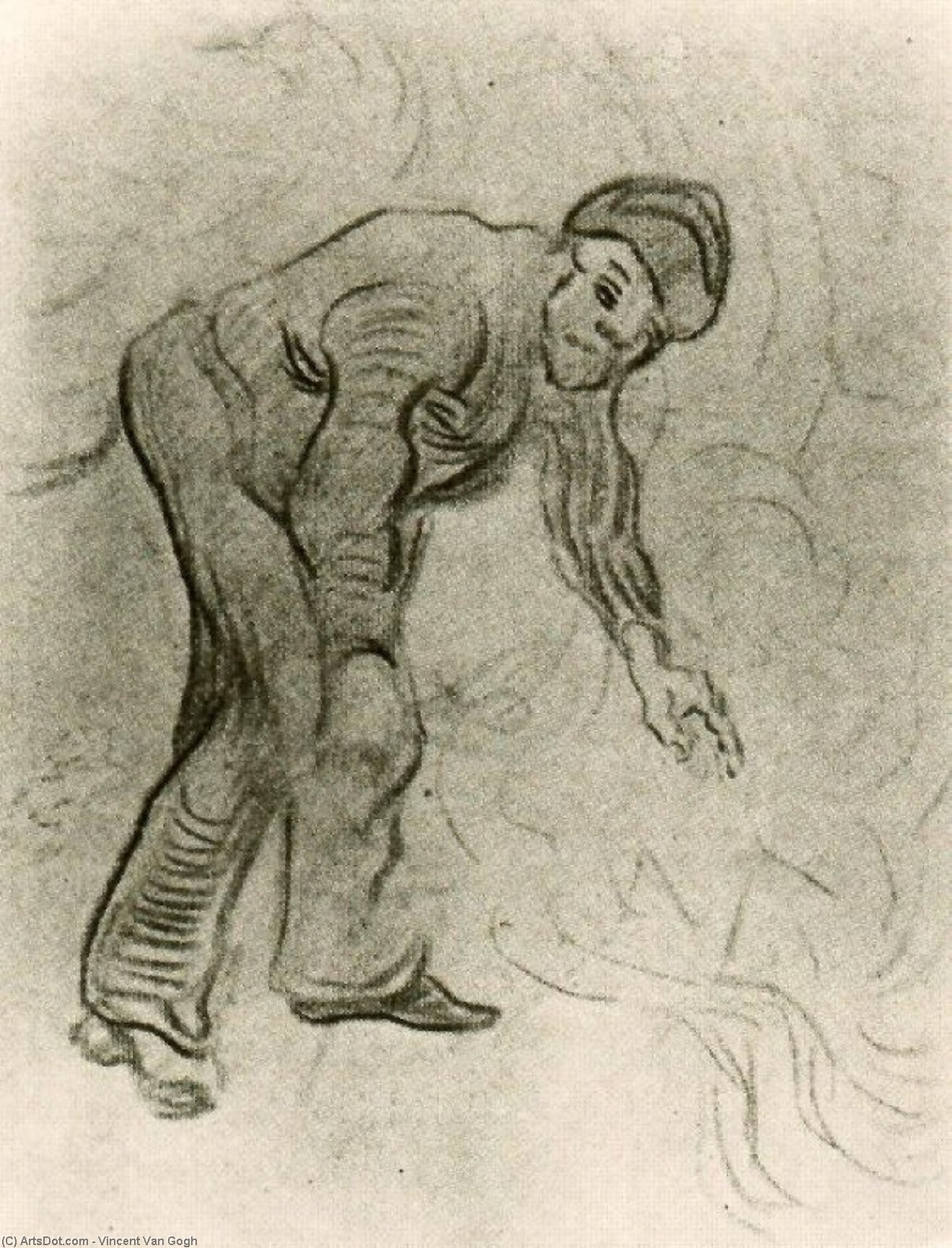 WikiOO.org - Encyclopedia of Fine Arts - Lukisan, Artwork Vincent Van Gogh - Sketch of a Stooping Man