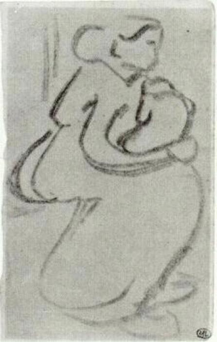WikiOO.org - Енциклопедия за изящни изкуства - Живопис, Произведения на изкуството Vincent Van Gogh - Sketch of a Woman with a Baby in her Lap