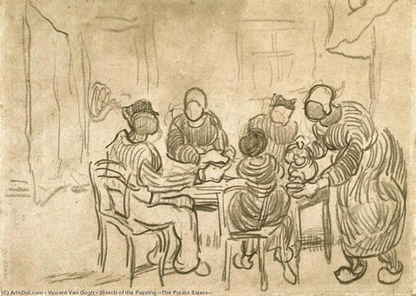 WikiOO.org - Encyclopedia of Fine Arts - Lukisan, Artwork Vincent Van Gogh - Sketch of the Painting ''The Potato Eaters''