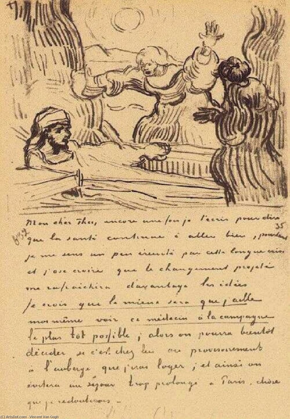 WikiOO.org - Encyclopedia of Fine Arts - Lukisan, Artwork Vincent Van Gogh - The Raising of Lazarus