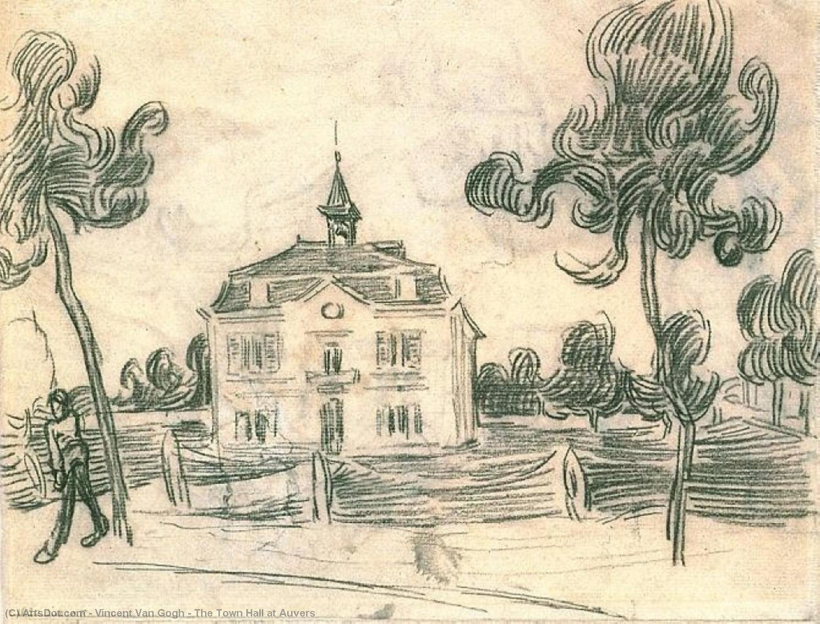 WikiOO.org - Енциклопедия за изящни изкуства - Живопис, Произведения на изкуството Vincent Van Gogh - The Town Hall at Auvers