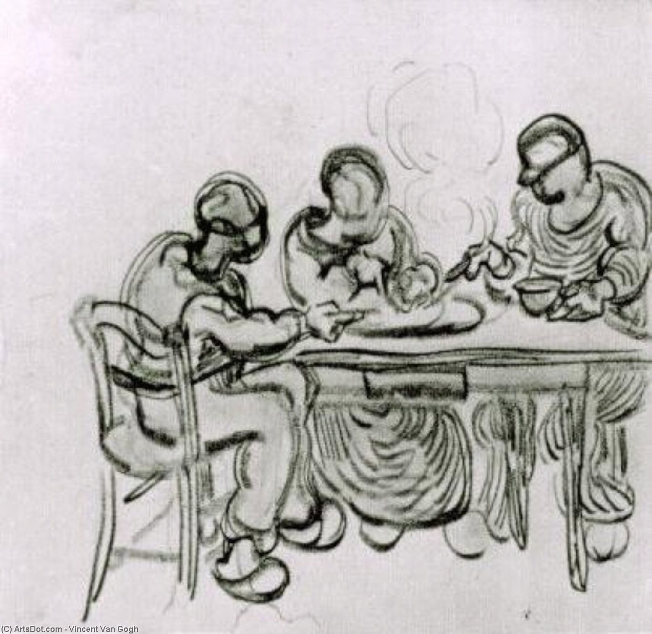 Wikioo.org - The Encyclopedia of Fine Arts - Painting, Artwork by Vincent Van Gogh - Three Peasants at a Meal