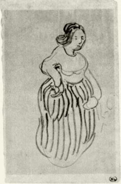 WikiOO.org - Encyclopedia of Fine Arts - Festés, Grafika Vincent Van Gogh - Woman with Striped Skirt