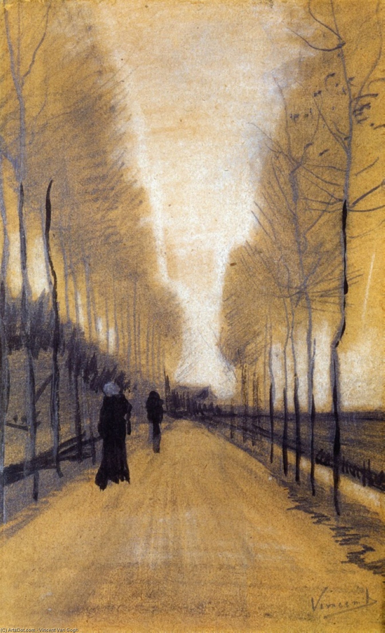 WikiOO.org - Güzel Sanatlar Ansiklopedisi - Resim, Resimler Vincent Van Gogh - Alley Bordered by Trees