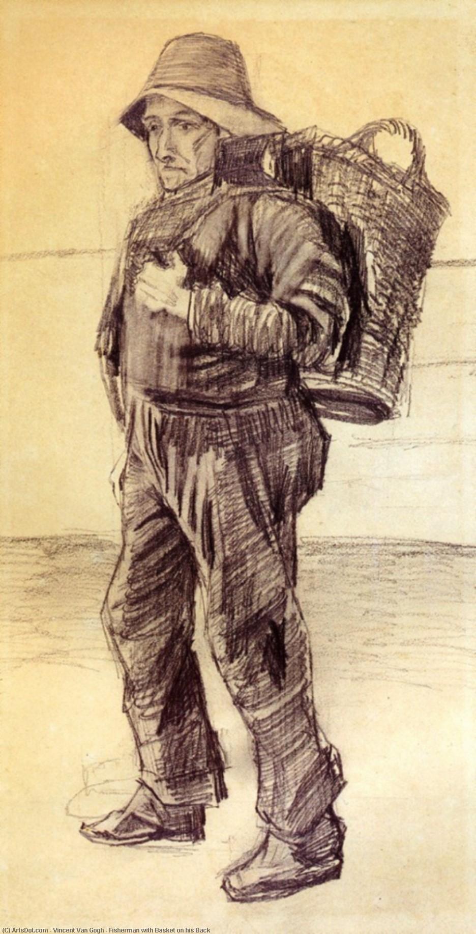 WikiOO.org - Encyclopedia of Fine Arts - Lukisan, Artwork Vincent Van Gogh - Fisherman with Basket on his Back