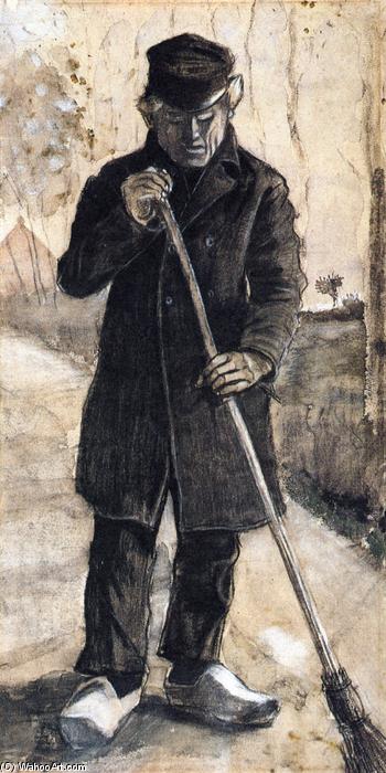 WikiOO.org - Encyclopedia of Fine Arts - Lukisan, Artwork Vincent Van Gogh - A Man with a Broom