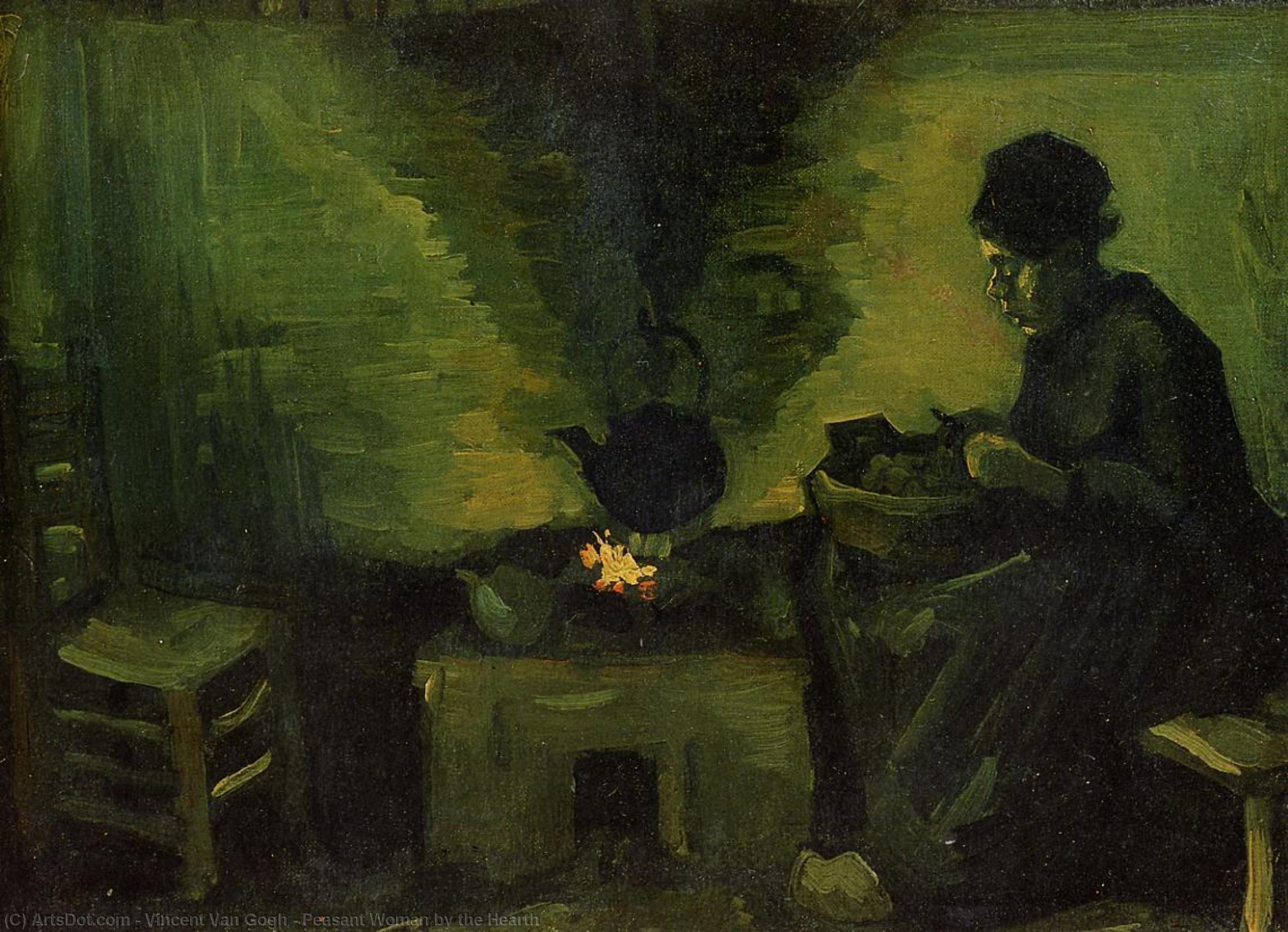 Wikioo.org - The Encyclopedia of Fine Arts - Painting, Artwork by Vincent Van Gogh - Peasant Woman by the Hearth