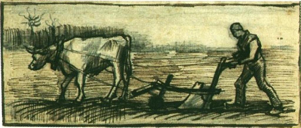 Wikioo.org - Encyklopedia Sztuk Pięknych - Malarstwo, Grafika Vincent Van Gogh - At the Plough