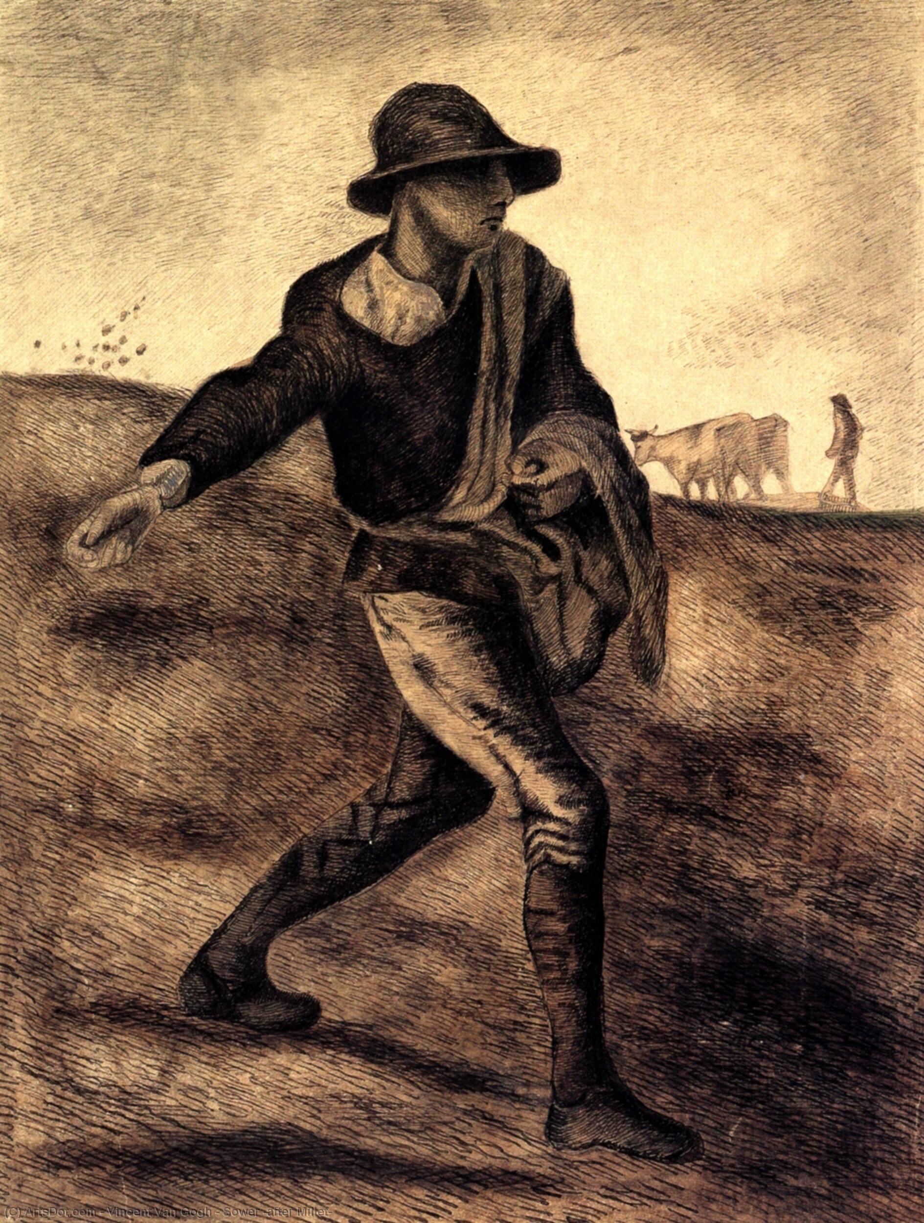 Wikioo.org - The Encyclopedia of Fine Arts - Painting, Artwork by Vincent Van Gogh - Sower (after Millet)