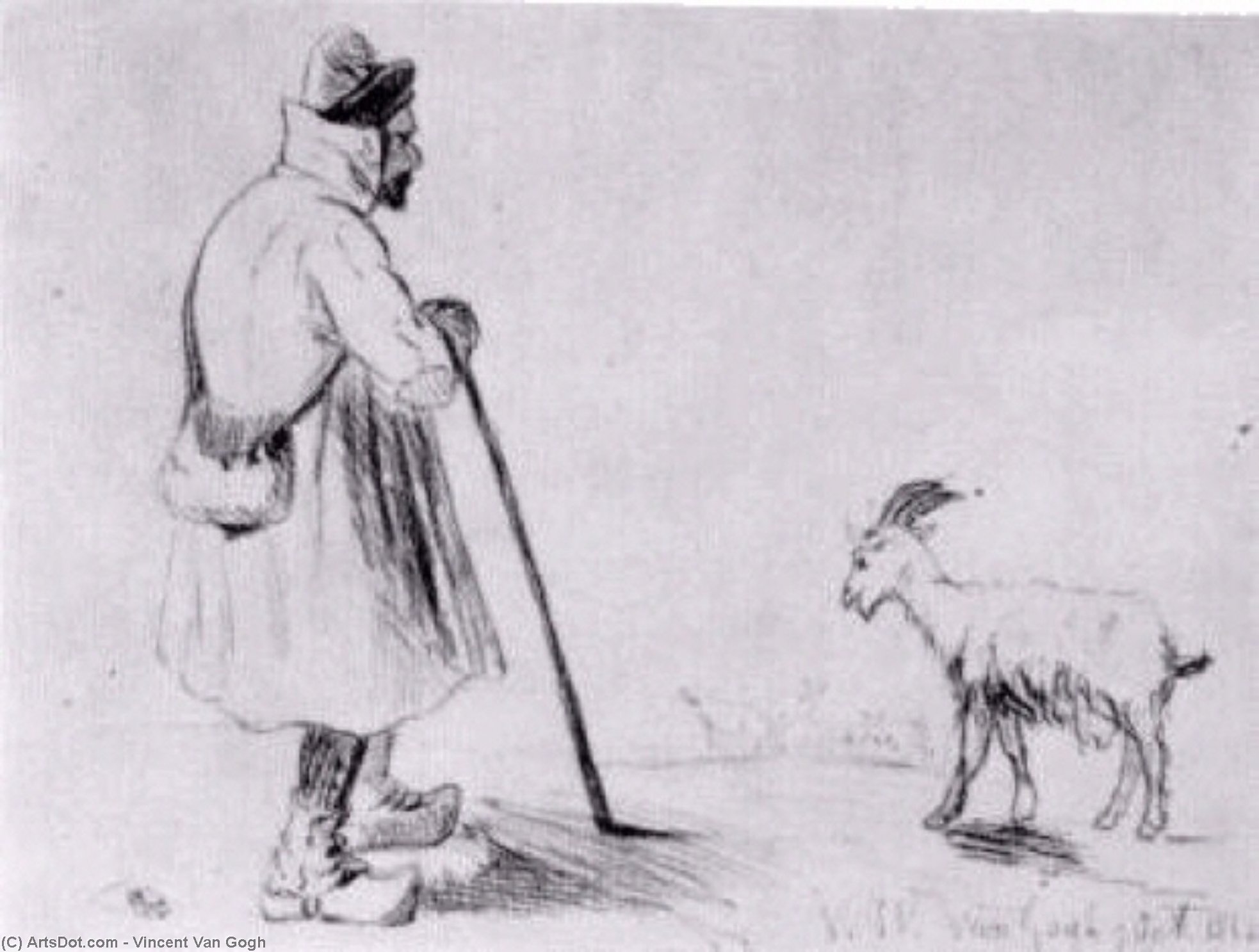 WikiOO.org - Encyclopedia of Fine Arts - Schilderen, Artwork Vincent Van Gogh - The Goat Herd