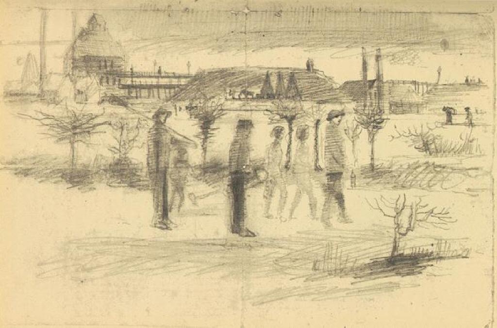 WikiOO.org - Encyclopedia of Fine Arts - Festés, Grafika Vincent Van Gogh - Miners in the Snow at Dawn