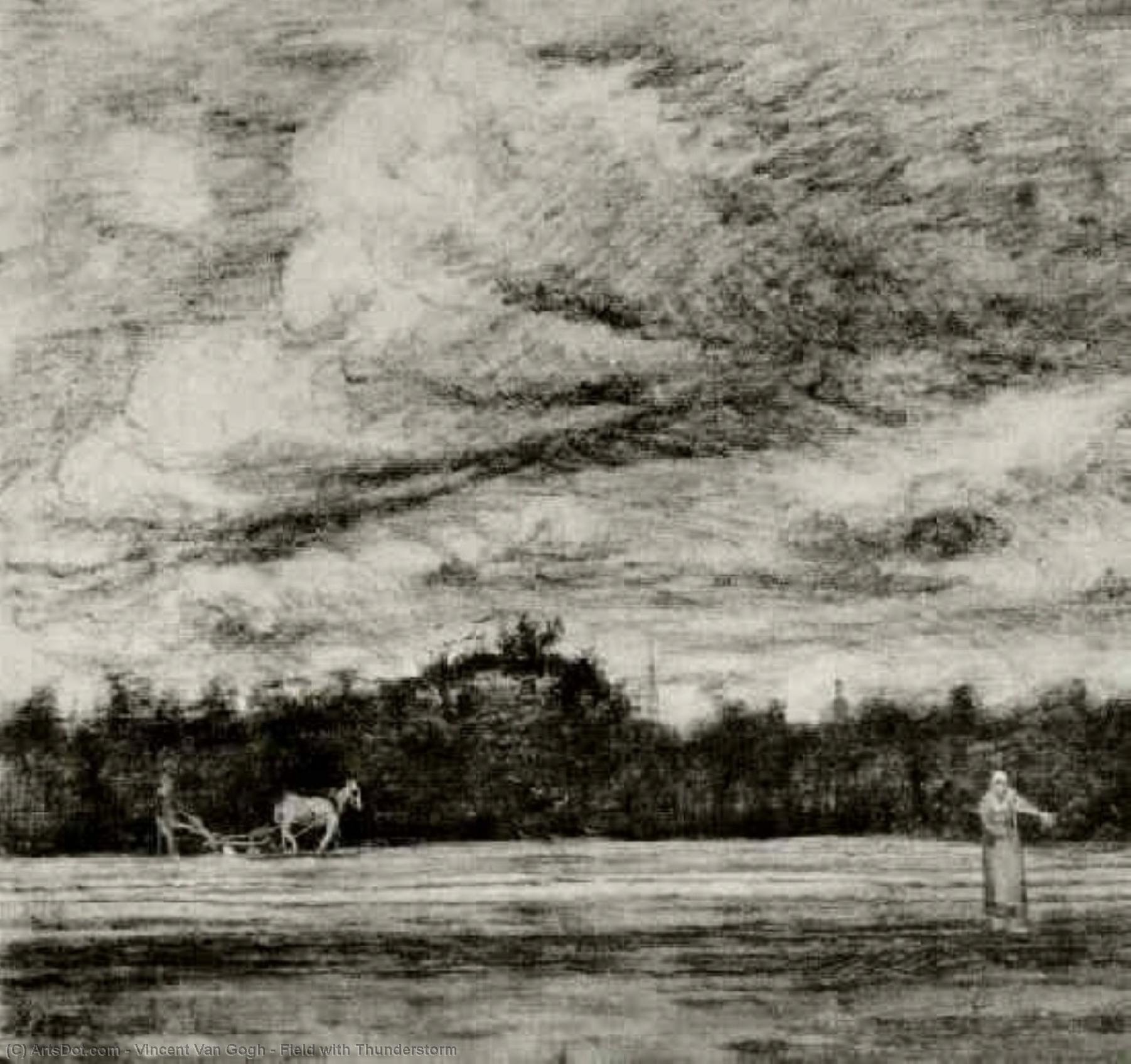 WikiOO.org - Enciklopedija likovnih umjetnosti - Slikarstvo, umjetnička djela Vincent Van Gogh - Field with Thunderstorm