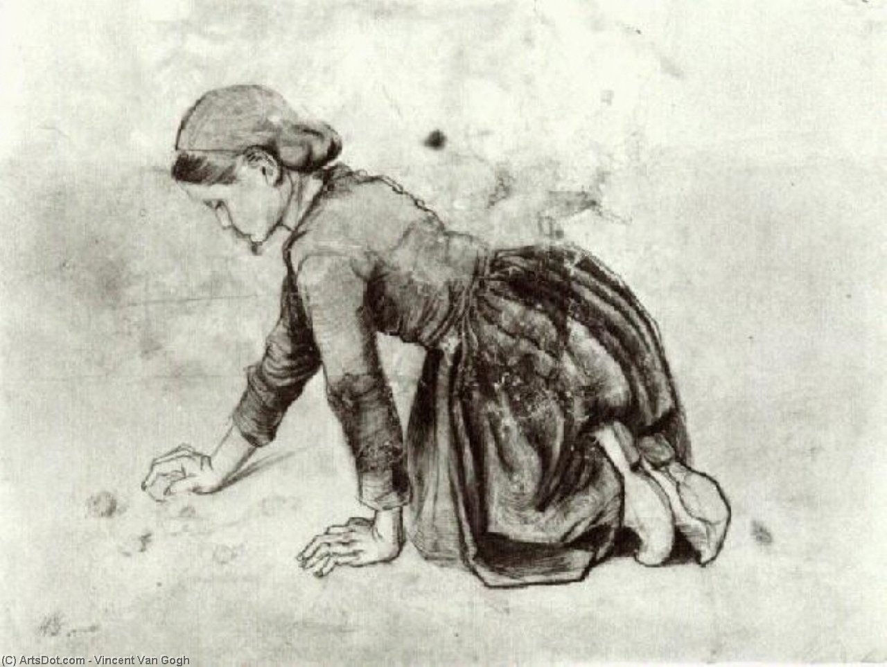 Wikioo.org - The Encyclopedia of Fine Arts - Painting, Artwork by Vincent Van Gogh - Girl Kneeling