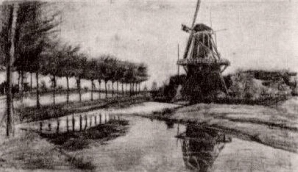 WikiOO.org - Encyclopedia of Fine Arts - Lukisan, Artwork Vincent Van Gogh - Landscape with Windmill