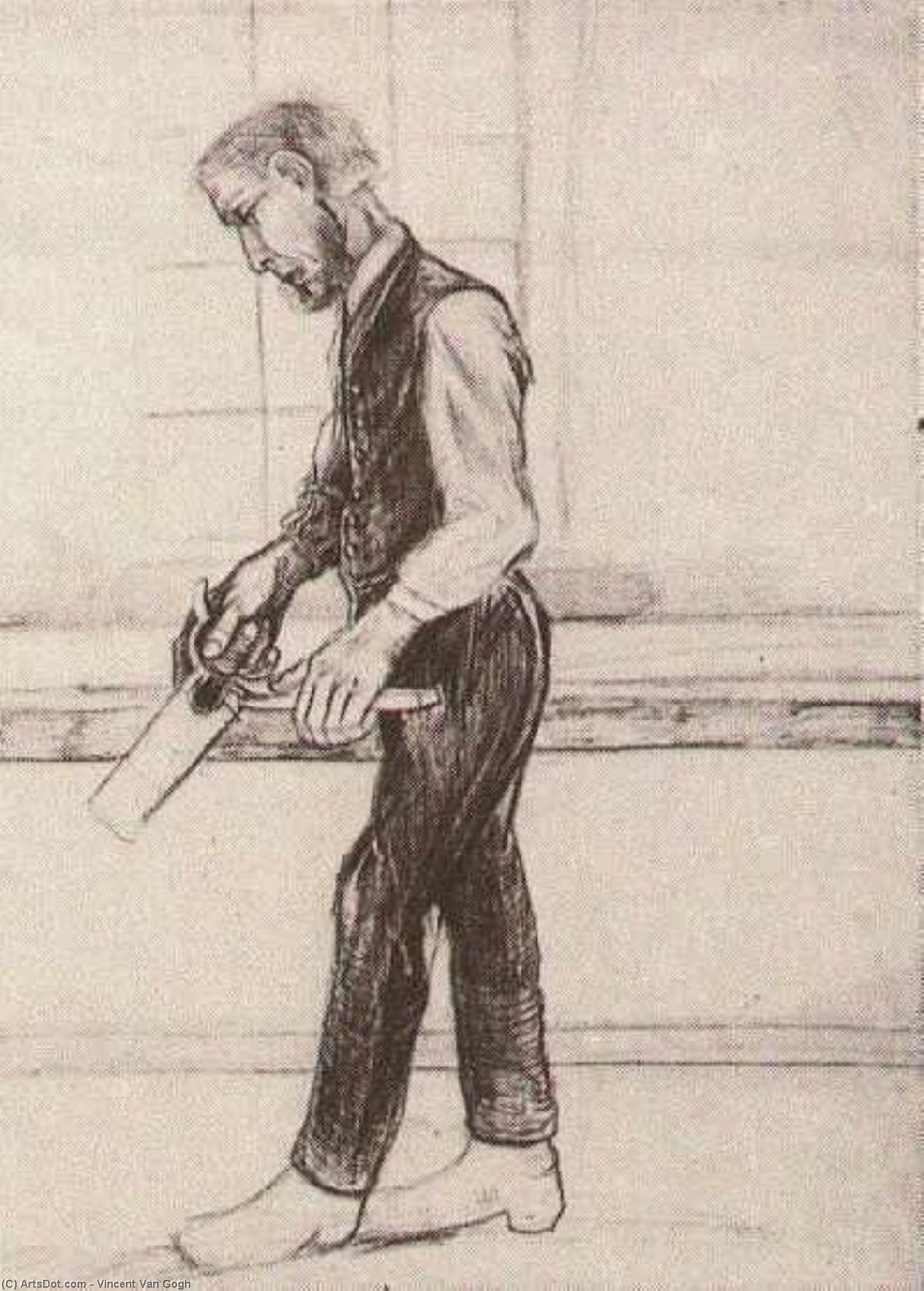 Wikioo.org - The Encyclopedia of Fine Arts - Painting, Artwork by Vincent Van Gogh - Man with Saw