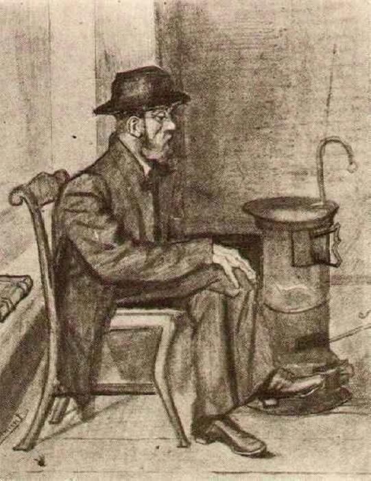 WikiOO.org - Encyclopedia of Fine Arts - Lukisan, Artwork Vincent Van Gogh - Old Man Warming Himself