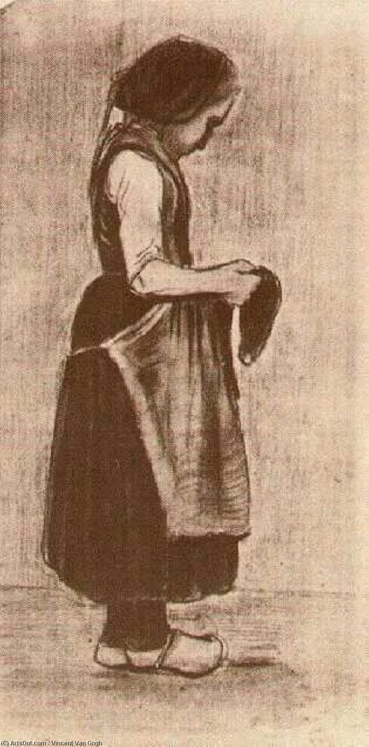 WikiOO.org - Encyclopedia of Fine Arts - Målning, konstverk Vincent Van Gogh - Peasant Girl Standing