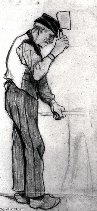 Wikoo.org - موسوعة الفنون الجميلة - اللوحة، العمل الفني Vincent Van Gogh - Peasant with a Chopping Knife