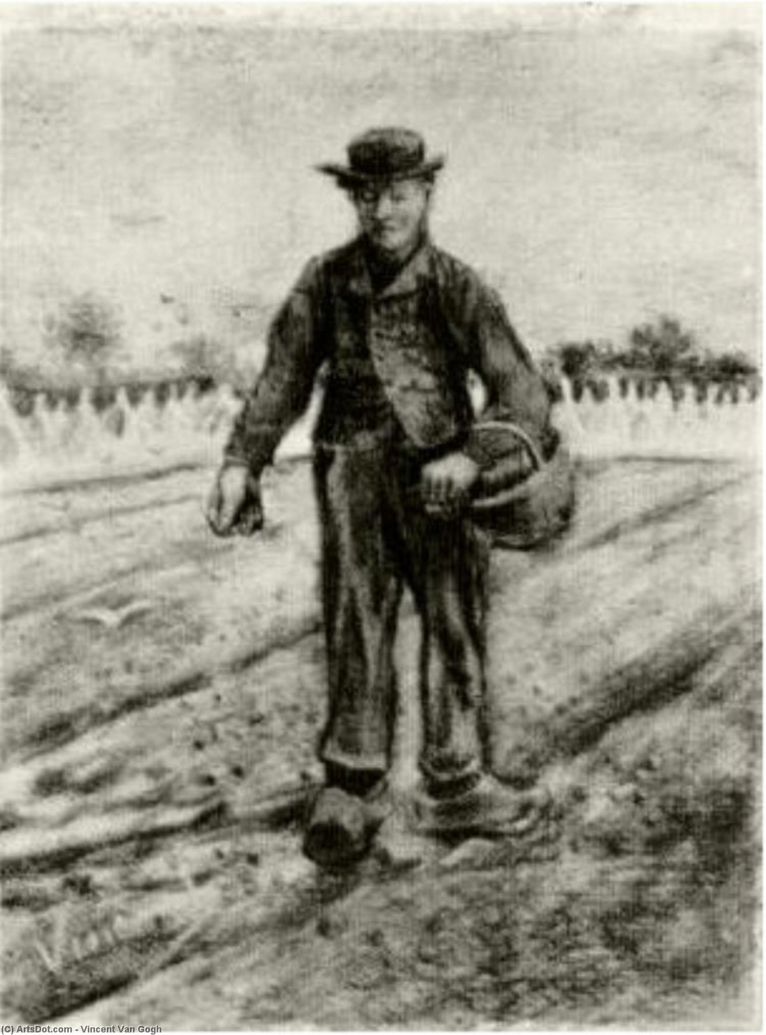 Wikioo.org - The Encyclopedia of Fine Arts - Painting, Artwork by Vincent Van Gogh - Sower with Basket