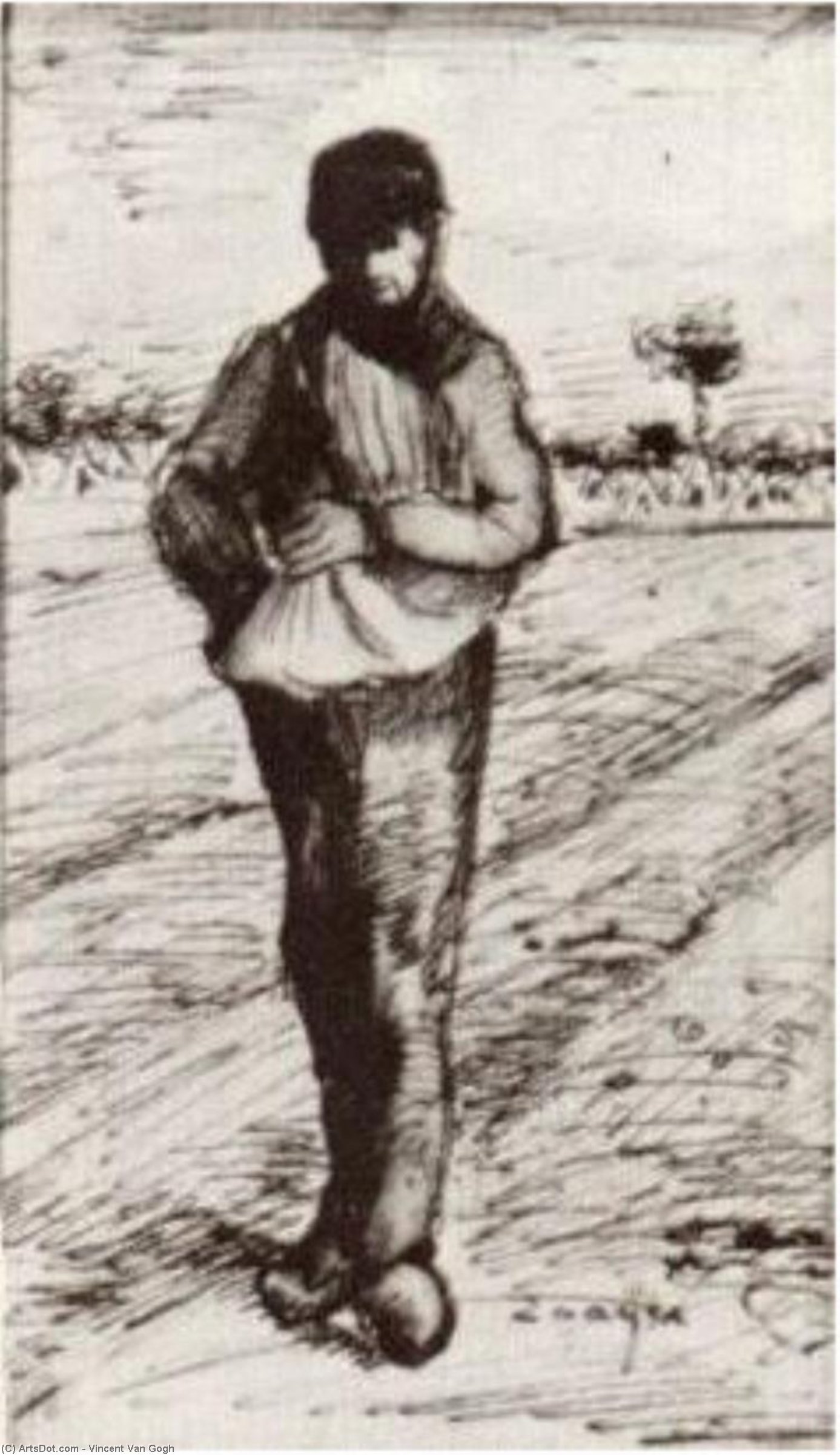 Wikioo.org - Bách khoa toàn thư về mỹ thuật - Vẽ tranh, Tác phẩm nghệ thuật Vincent Van Gogh - Sower with Hand in Sack