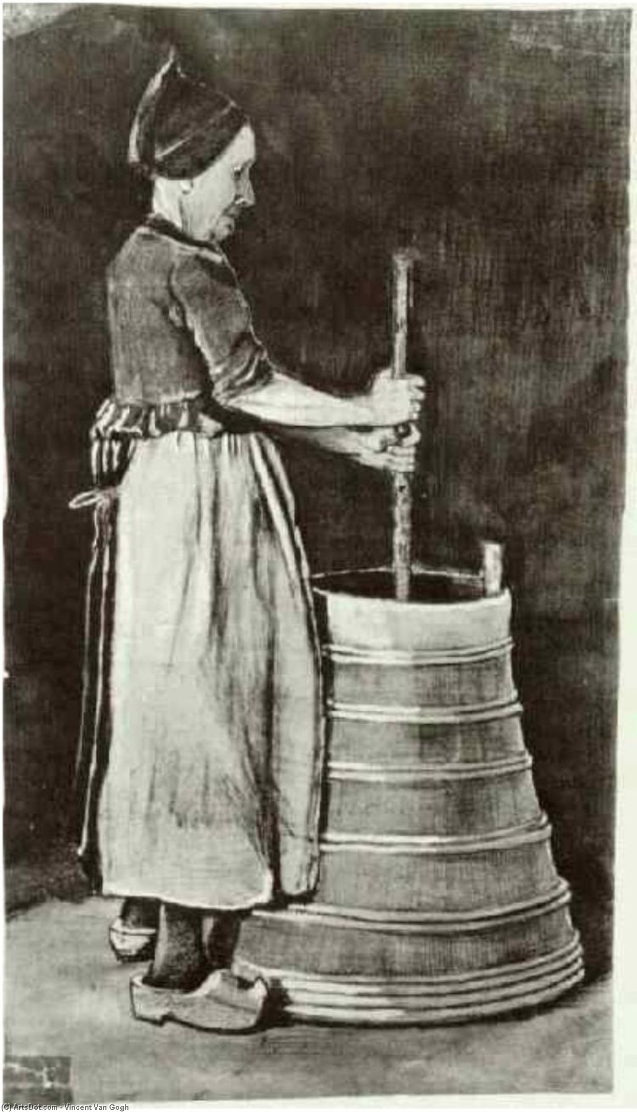 WikiOO.org - Encyclopedia of Fine Arts - Maalaus, taideteos Vincent Van Gogh - Woman Churning Butter