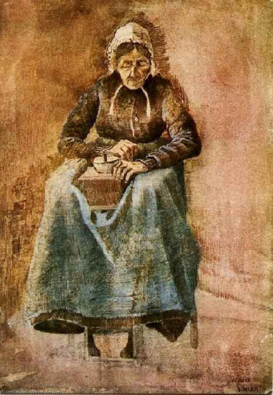 Wikioo.org - The Encyclopedia of Fine Arts - Painting, Artwork by Vincent Van Gogh - Woman Grinding Coffee