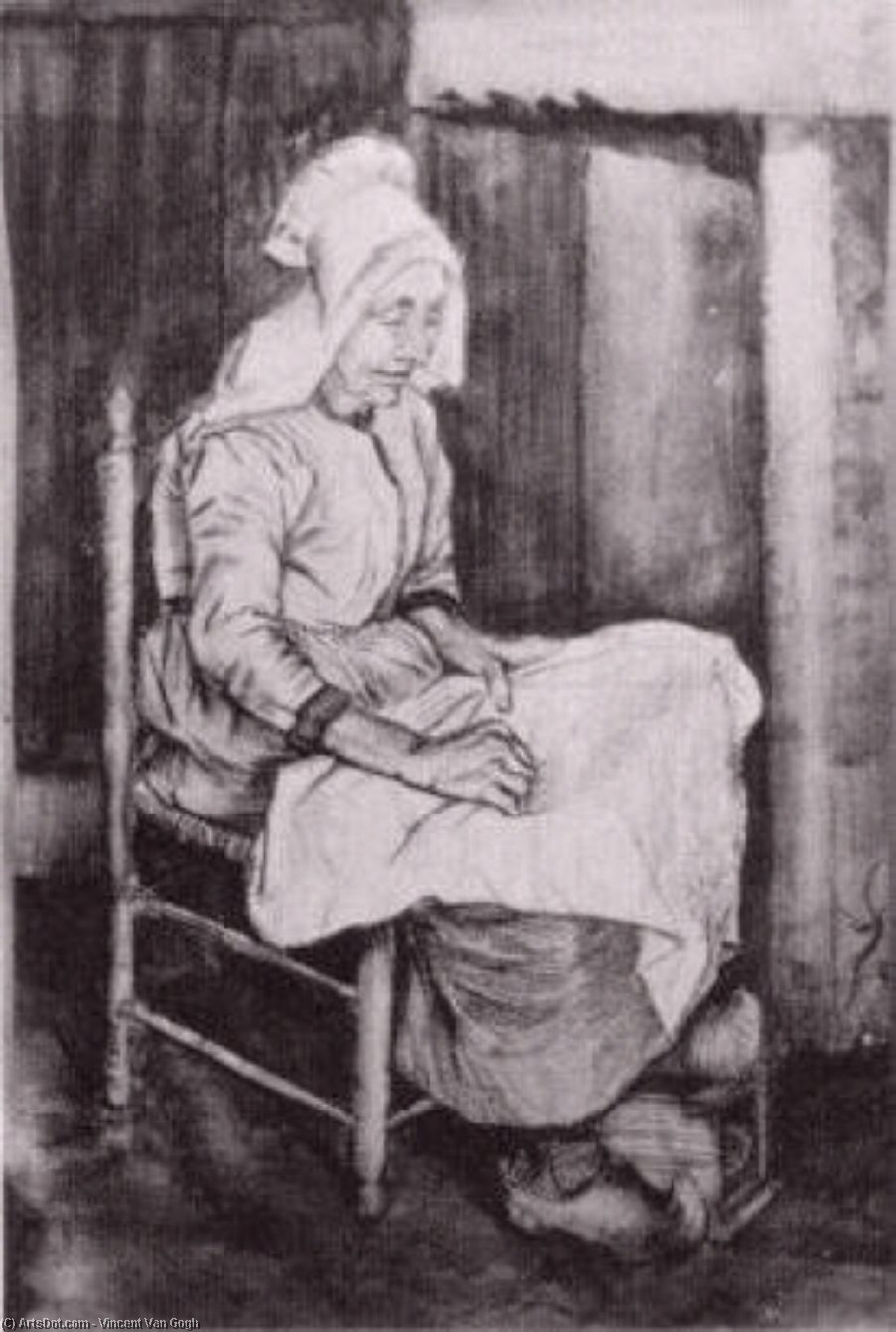 Wikioo.org - Bách khoa toàn thư về mỹ thuật - Vẽ tranh, Tác phẩm nghệ thuật Vincent Van Gogh - Woman Sewing